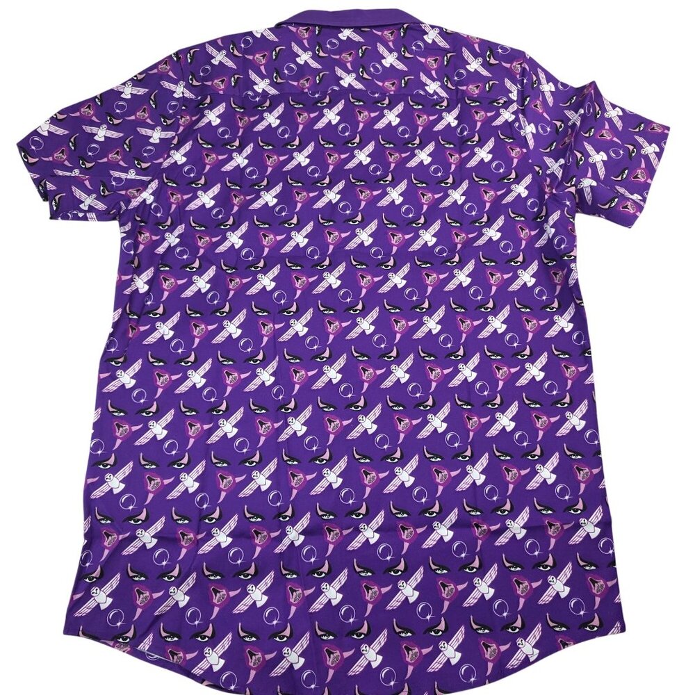 Jim Hensons Labyrinth Purple Short Sleeve Button-Up Shirt Mens Medium - Picture 3 of 8